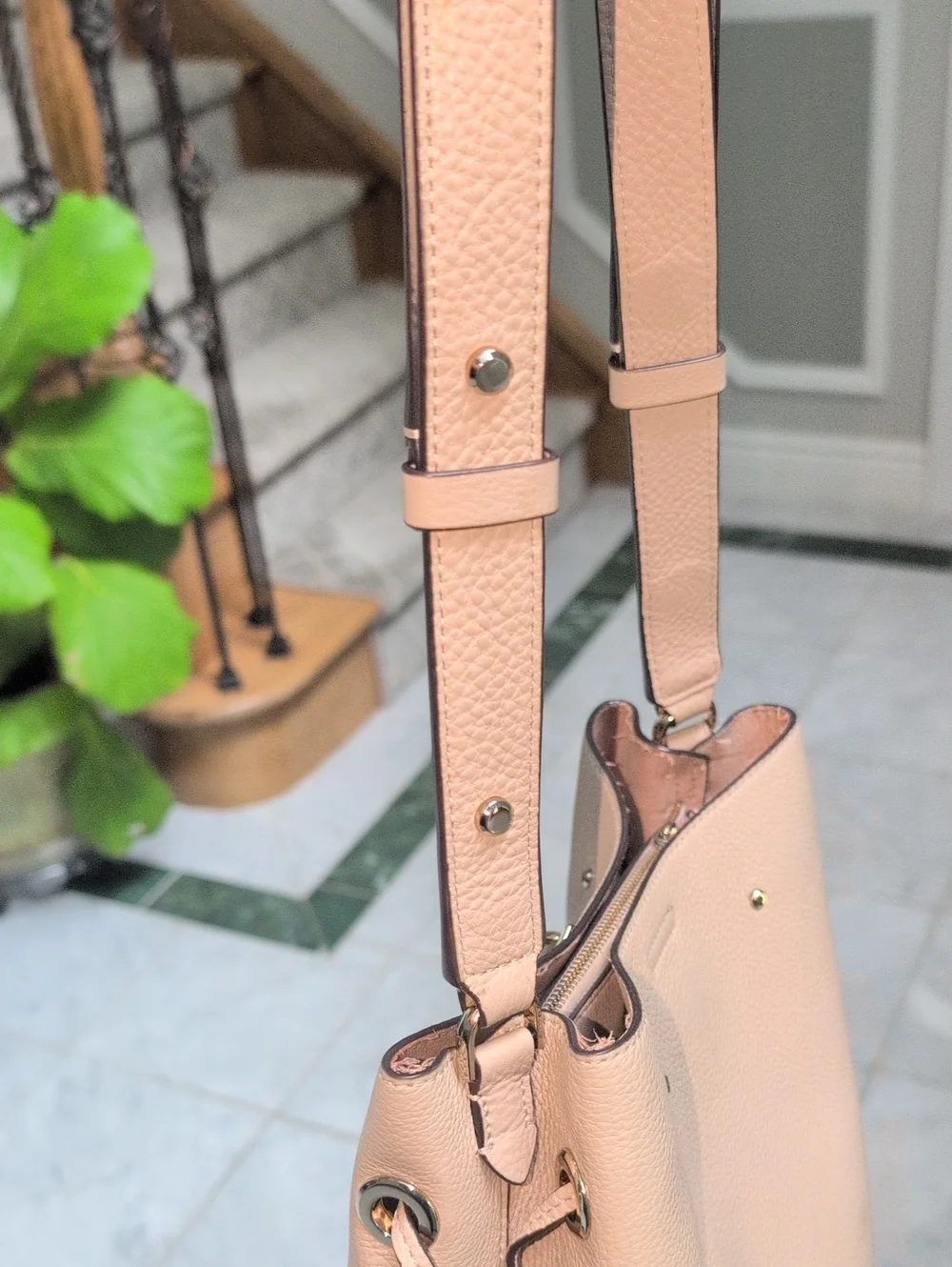 Kate Spade Marti Pebbled Leather Bucket Bag in Taupe